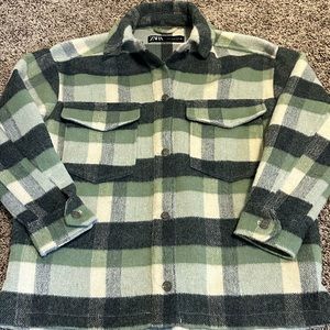 Zara Women's Plaid Flannel Shirt Jacket Shacket Oversized Size XS